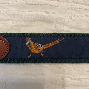 Leather Man Limited Ring-Neck Pheasant Classic Motif Belt on Navy